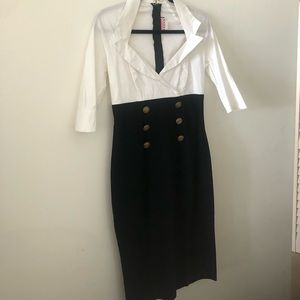 Pinup Couture Pinup Navy style dress. Size Large, white top black bottom.